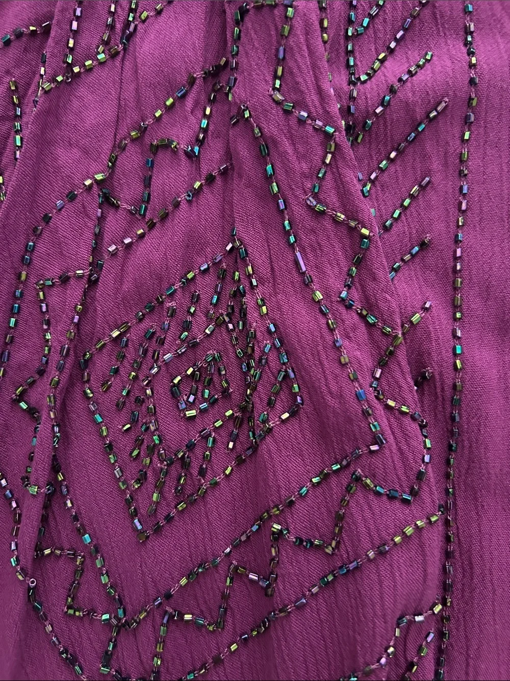 Free People Fuchsia Beaded V-Neck Camisole